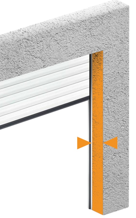 Schéma mur pour épaisseur mur pour porte de garage enroulable Franciaflex